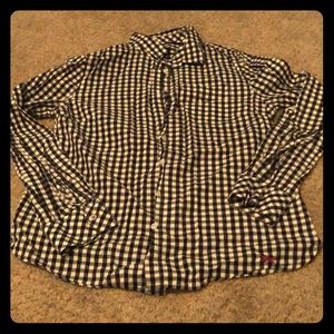 Talbots Navy & White Gingham Button Down